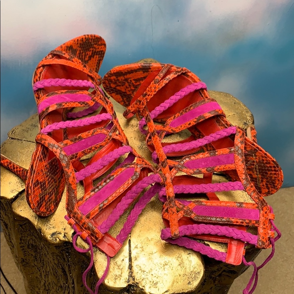 Bryant Atwood Elisa Python tie back sandal